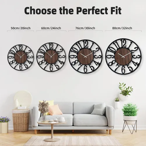 Miniatura 3 de Reloj de pared silencioso de 20 pulgadas con luz nocturna, reloj de pared decorativo que brilla en la oscuridad, funciona con pilas, relojes