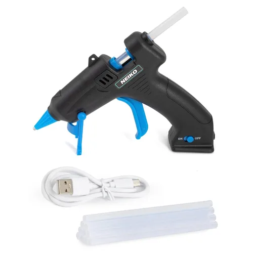 Miniatura 4 de NEIKO 02660A Pistola de pegamento inalámbrica, pistola de pegamento caliente recargable de 15 W, 10 barras de pegamento incluidas, boquilla