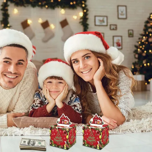 Miniatura 7 de Soportes para dinero de Navidad, caja sorpresa para dinero, kit de extracción de pastel de dinero, bolsas de Navidad para regalos con 30 cajas