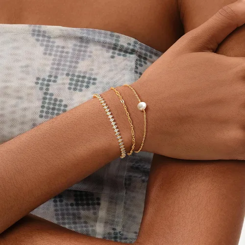 Miniatura 2 de MEVECCO - Brazalete para mujer, chapado en oro de 14 quilates, cadena delicada, joyería simple, bonita, hecha a mano y minimalista para ella
