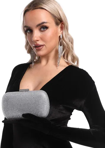 Miniatura 2 de Boutique De FGG Bolsos de noche y embragues brillantes para mujer, bolso de mano de cristal para fiesta formal, bolso de mano con diamantes