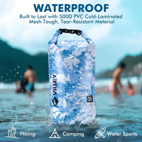 Miniatura 5 de VILLEY Bolsa Seca Impermeable 5L con Cierre Enrollable Mantiene el Equipo Seco Saco Seco Ligero para Kayak Navegación Camping Natación y Aventuras