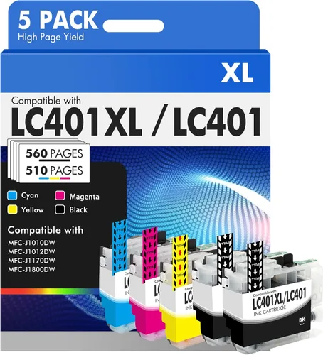 LC401 LC401XL MFC-J1010DW - Cartuchos de tinta para impresora Brother LC 401 401XL para MFC-J1010DW MFC-J1170DW MFC-J1012DW MFC-J1800DW MFC J1010DW