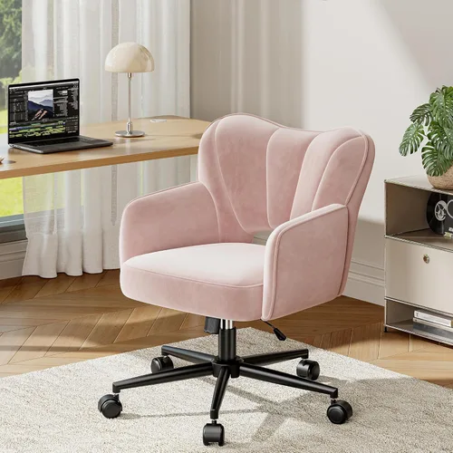 Miniatura 13 de DurayLoly Silla de tocador con ruedas y respaldo, silla de tocador de altura ajustable, sillas de escritorio cómodas para maquillaje, trabajo y Gris