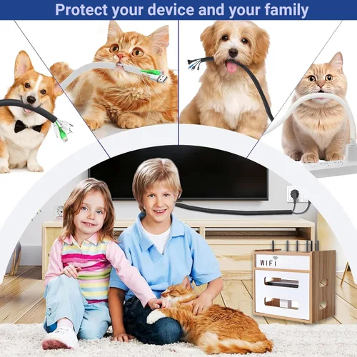 Miniatura 4 de Catekro Caja de almacenamiento para enrutador WiFi, gabinete WiFi para ocultar el enrutador y el módem, caja decorativa para oficina y hogar