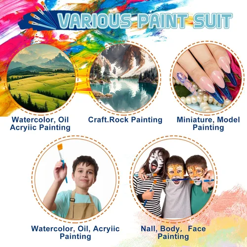 Miniatura 5 de Honoson Pinceles de pintura para pintura acrílica, pinceles grandes a granel con mango de madera para acrílico, acuarela, óleo, manualidades, arte