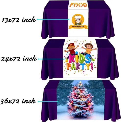 Miniatura 7 de Camino de mesa personalizado, caminos de mantel personalizados con logotipo/imagen/texto, caminos de mesa personalizados para fiestas, ferias