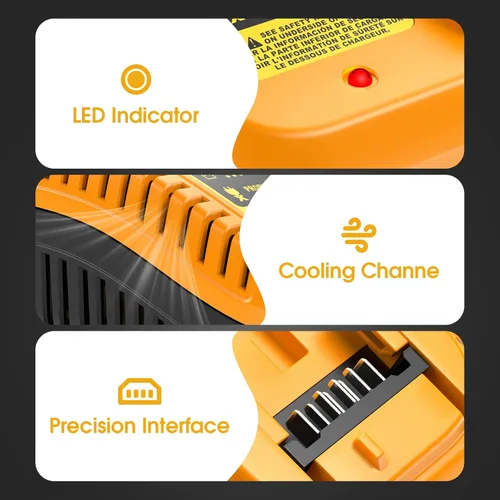 Miniatura 5 de Paquete de 2 baterías de repuesto de 20 V máx. 6.0 mAh para DE-Walt, DCB200 DCB201 batería de repuesto con estación de cargador de batería DCB201