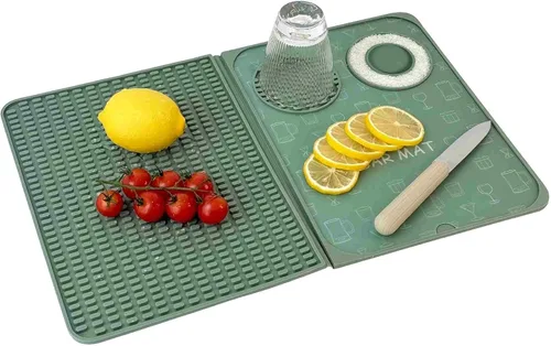 Miniatura 11 de Tapete de bar, accesorios de bar, tapete de cóctel plegable multifuncional con tabla de cortar, tapete de secado de 18 x 12 pulgadas, tapete de bar
