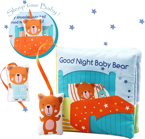 Miniatura 6 de Bebe Mondo Juguete de oso de peluche con espejo, libro suave para bebés de 0-3-6-12 meses, juguete sensorial para el desarrollo infantil, regalos