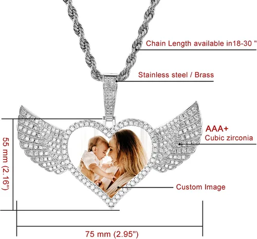 Miniatura 4 de OTXIXTO Colgante personalizado de hip hop con imagen de memoria para hombres y mujeres, grabado de imagen, texto, nombre, fecha, foto personalizada