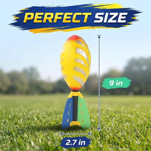 Miniatura 5 de Liberty Imports Paquete de 12 balones de fútbol de espuma voladora con cola, aviadores deportivos de bolsillo, juguetes para niños, actividades al