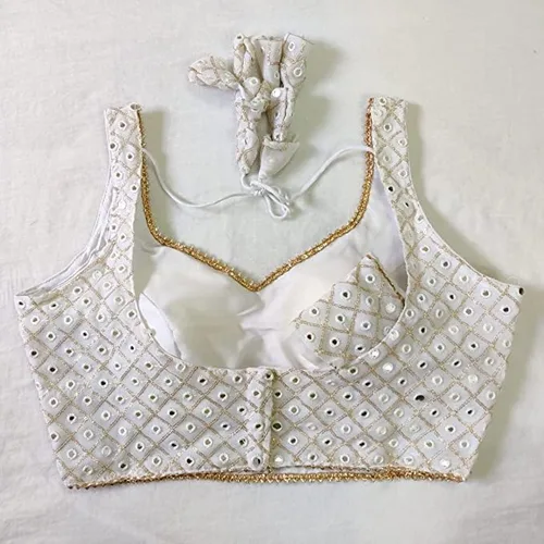 Miniatura 2 de Indian Hawker Blusa corta estilo sari de Bollywood Pure Georgette para mujer