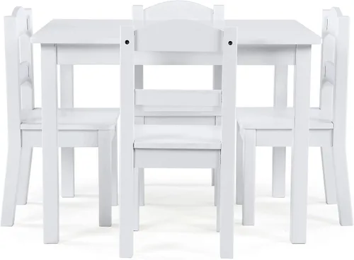 Miniatura 16 de Tot Tutors Juego de mesa y 4 sillas de madera para niños, Espresso (Colección Espresso), Madera, blanco/rosa/púrpura (White/Pink/Purple)