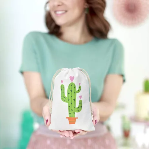 Miniatura 5 de Kreatwow Bolsas de regalo de fiesta de cactus con cordón para fiesta de cumpleaños, baby shower, despedida de soltera, boda, paquete de 12