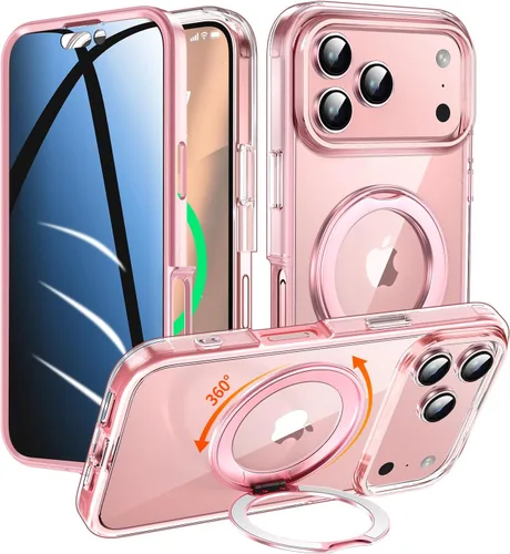 Miniatura 21 de Funda de privacidad para iPhone 17 Pro Max con soporte de 360° [protector de pantalla antiespía integrado] [anillo magnético] protección de cuerpo