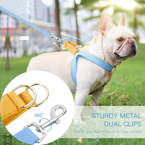 Miniatura 2 de Juego de arnés y correa para perro sin tirones, collar de perro, arnés halter para perro con soporte para bolsa de excrementos, correas ajustables