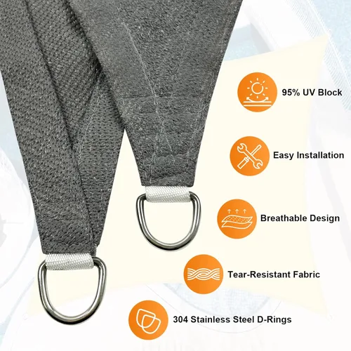 Miniatura 3 de Artpuch - Toldo triangular tipo vela para sombra, borde curvado, grado comercial, 5.46 oz/yd², permeable, para exteriores, terraza, patio, tamaños