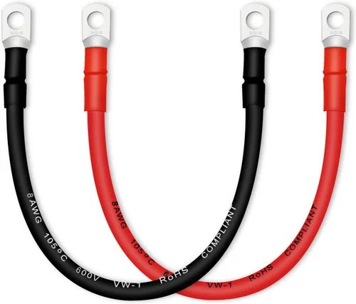 Miniatura 21 de Cable de batería, cables de batería 2 AWG con terminales, 2 cables de batería de cobre (1 pie).