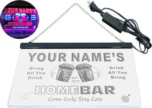 Miniatura 8 de Letrero de neón LED de doble color con texto en inglés "Bar Beer Est. Year", color azul y rojo, 16 x 12 pulgadas st6s43-p-tm-br azul y Red