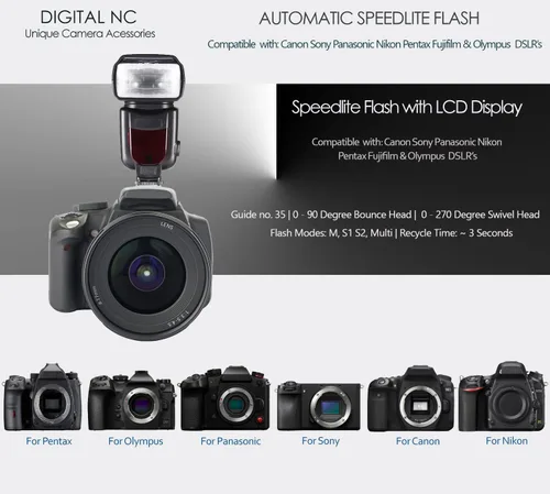 Miniatura 4 de Flash Speedlite con pantalla LCD compatible con cámaras Nikon, Canon, Sony, Panasonic, Leica, Fujifilm, Pentax y Olympus con zapata caliente