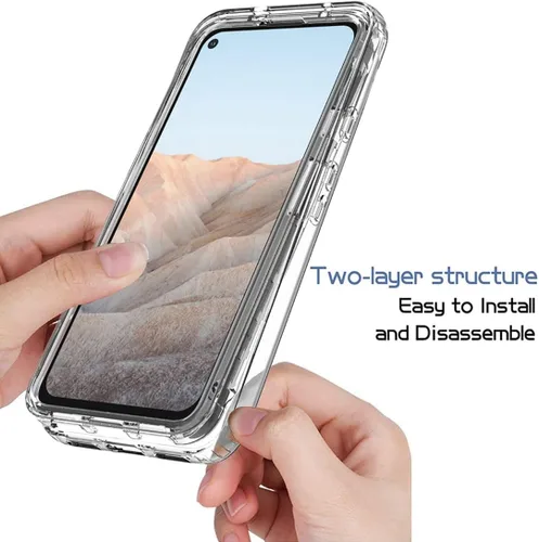 Miniatura 4 de Funda compatible con Google Pixel 5A 5G con protector de pantalla de vidrio templado, cuerpo completo, a prueba de golpes, transparente, flexible