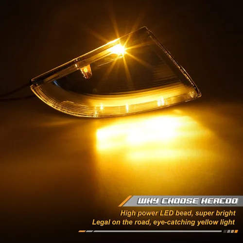 Miniatura 3 de HERCOO Conjunto de Lámpara de Luz LED de Espejo Lateral con Señal de Giro y Luz de Charco Compatible con Dodge Ram 1500 2500 2010-2018, Ram 1500