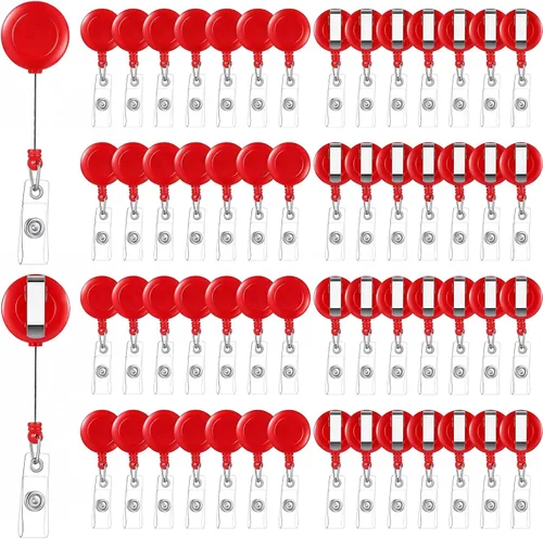 Miniatura 7 de Handepo 200 carretes retráctiles para insignias, portatarjetas retráctiles a granel con clips, soporte de identificación, clip para llavero para Con