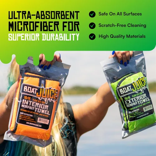 Miniatura 8 de Boat Juice Kit de limpieza de barco Necessity Removedor de manchas de agua exterior, asiento interior y limpiador de vinilo, 2 toallas