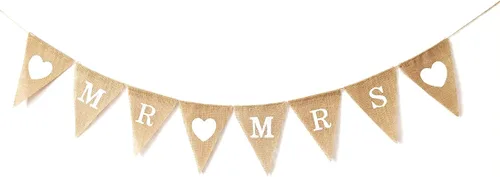 Miniatura 9 de LWR CRAFTS Banderines de arpillera triangular, 13 piezas, 10 pies
