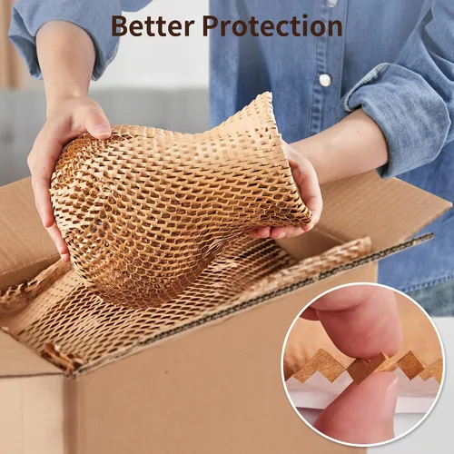 Miniatura 3 de JARLINK Papel de embalaje de panal de abeja, envoltura de embalaje de burbujas de 15" x 213 pies para embalaje/envío/mudanza, rollo de papel