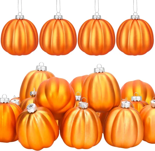 Tigeen 12 adornos colgantes de calabaza de Acción de Gracias, mini calabaza, adornos colgantes de árbol, decoraciones de bolas para árbol, fiesta de