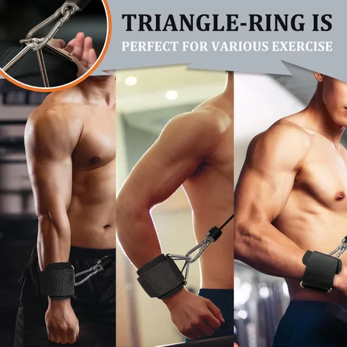 Miniatura 5 de Paquete de 2 muñequeras para máquina de cable, acolchado de neopreno ajustable, talla única, correas de muñeca de fitness para hombres y mujeres Rojo