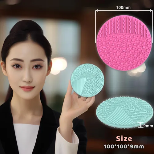 Miniatura 2 de YalsFTY - Limpiador de brochas de maquillaje de silicona, 2 piezas, herramienta de limpieza de almohadilla para cosméticos, función de doble cara