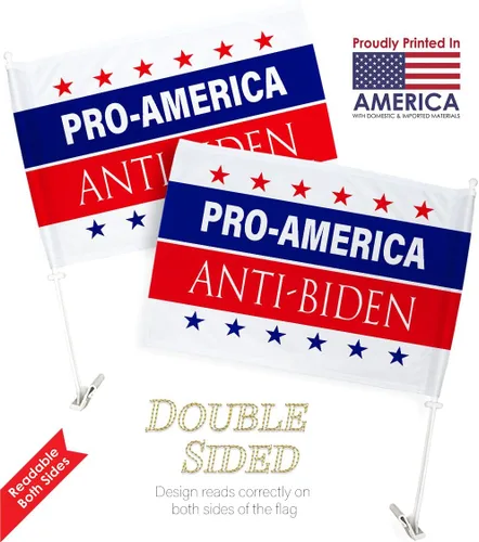 Miniatura 4 de Trump Flag Paquete de banderas estadounidenses anti Biden de Estados Unidos, soporte de montaje para decoración de ventana de automóvil, pequeño Pro