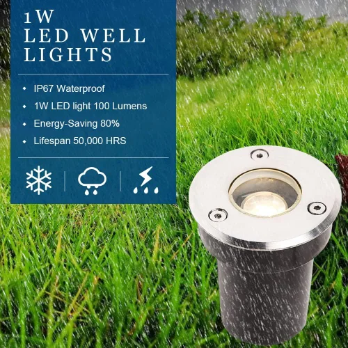 Miniatura 3 de Luces LED de suelo de bajo voltaje de 1 W con conectores de cable, luces de pozo al aire libre impermeables en tierra (12 unidades) para jardín