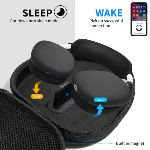 Miniatura 3 de Funda rígida para AirPods Max con modo de sueño, funda de transporte para auriculares con almohadillas de silicona para AirPods