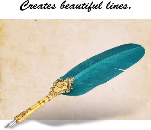 Miniatura 8 de AYNEFY Juego de bolígrafos de plumas, pluma de inmersión vintage, pluma de caligrafía con 5 puntas de repuesto, base de punta de pluma, botella