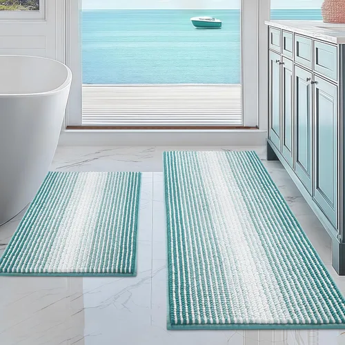 Miniatura 97 de BSICPRO Juegos de Alfombras y Tapetes para Baño, Juego de Alfombra de Baño de Felpilla Gruesa Absorbente de 2 Piezas Antideslizante, Tapetes Suaves