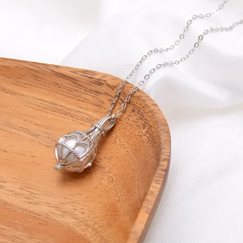 Miniatura 3 de Paialco Collar con colgante de plata de ley 925 con diseño de iglesia gótica y jaula hueca para mujer