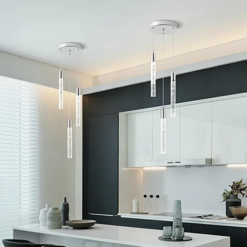 Miniatura 4 de Luminaria Moderna para Isla de Cocina Luz Colgante Regulable LED Cromada Luces Colgantes Mini Iluminación Colgante de Cristal para Dormitorio Cromo