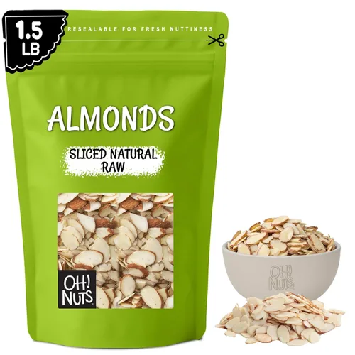 Miniatura 9 de Oh! Nuts Almendras naturales en rodajas – crudas – 100% naturales – 2 libras – Rebanadas de almendras altas en proteínas – Empaquetadas en bolsa