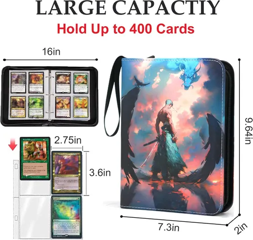 Miniatura 2 de Carpeta de Tarjetas Zoro de 400 Bolsillos para Tarjetas Zoro de One Piece, Libro de Almacenamiento de Tarjetas Portátil e Impermeable con Fundas OP
