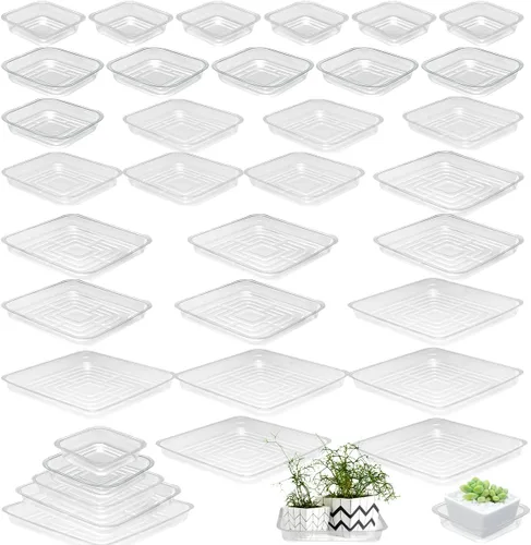 Miniatura 12 de Paquete de 30 platillos de plantas para interiores, bandejas de plantas de 4 pulgadas para macetas, bandejas de plástico para plantas, bandejas