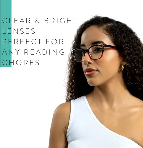 Miniatura 6 de Gafas de lectura de dos tonos azul de gran tamaño para mujer, para lucir elegante, marcos de anteojos de lectura de gran tamaño para mujer, anteojos