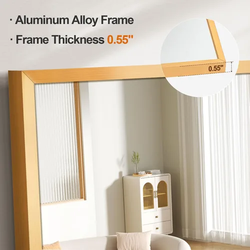 Miniatura 3 de GlasFlength Espejo rectangular de longitud completa de 64 x 21 pulgadas, espejo de pie para vestidor, dorado