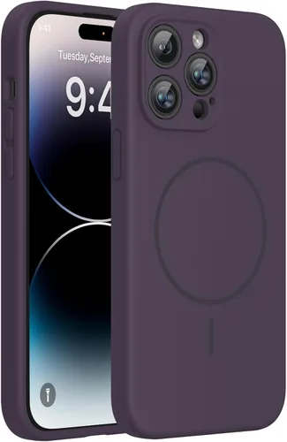Miniatura 98 de Miracase - Funda magnética diseñada para iPhone 14 Pro Max, de silicona líquida, a prueba de golpes, con protector de pantalla y protección