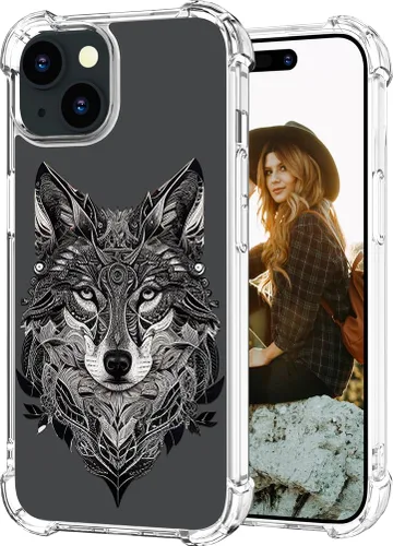 Miniatura 95 de Hungo Funda compatible con iPhone 15 Plus para mujer, diseño floral transparente, lindo, flor azul rosa Rosas Azules