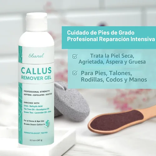 Miniatura 7 de Ebanel Juego de removedor profesional de callos para pies y crema de urea 40% más ácido salicílico 2%, removedor de callos en el talón y pies, gel