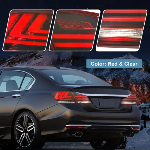 Miniatura 2 de Conjunto de luces traseras LED de repuesto para Honda Accord Sedán de 4 puertas 2013 2014 2015, lámparas traseras rojas transparentes con señal